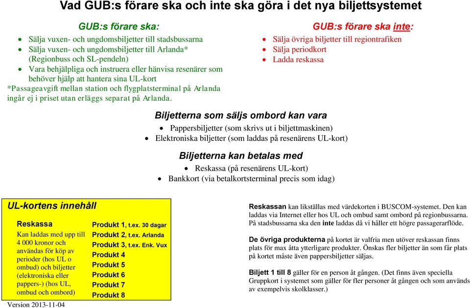 erläggs separat på Arlanda.