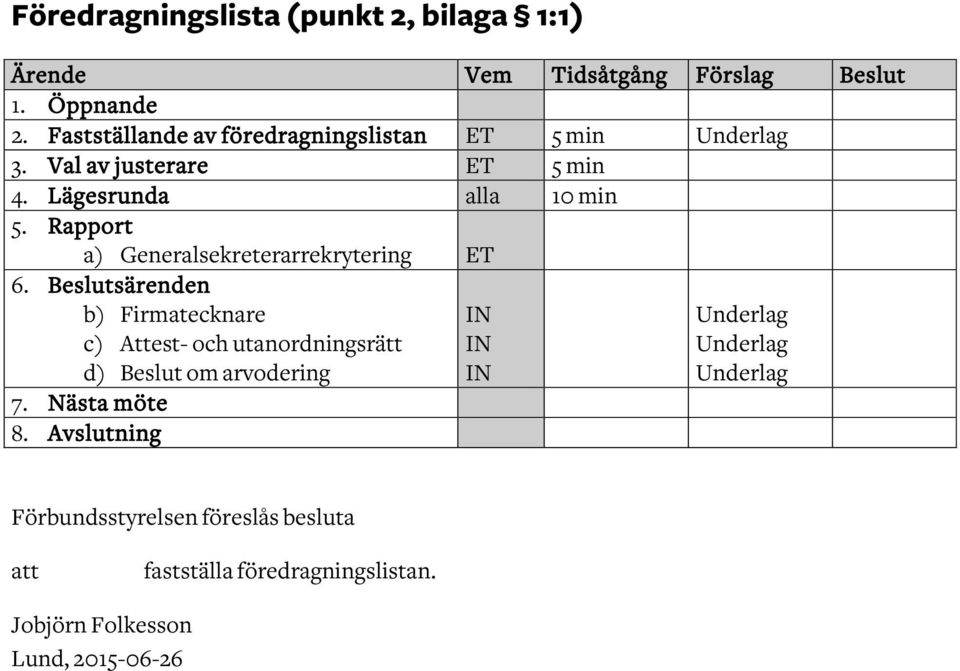 Rapport a) Generalsekreterarrekrytering ET 6.