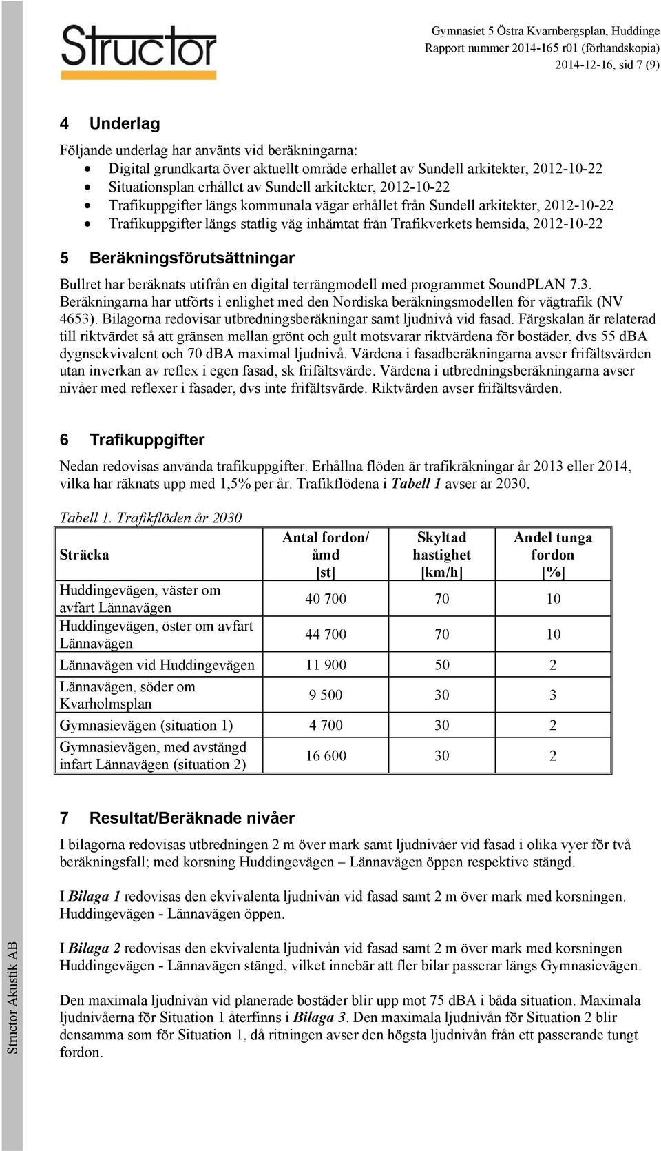 Beräkningsförutsättningar Bullret har beräknats utifrån en digital terrängmodell med programmet SoundPLAN 7.3.