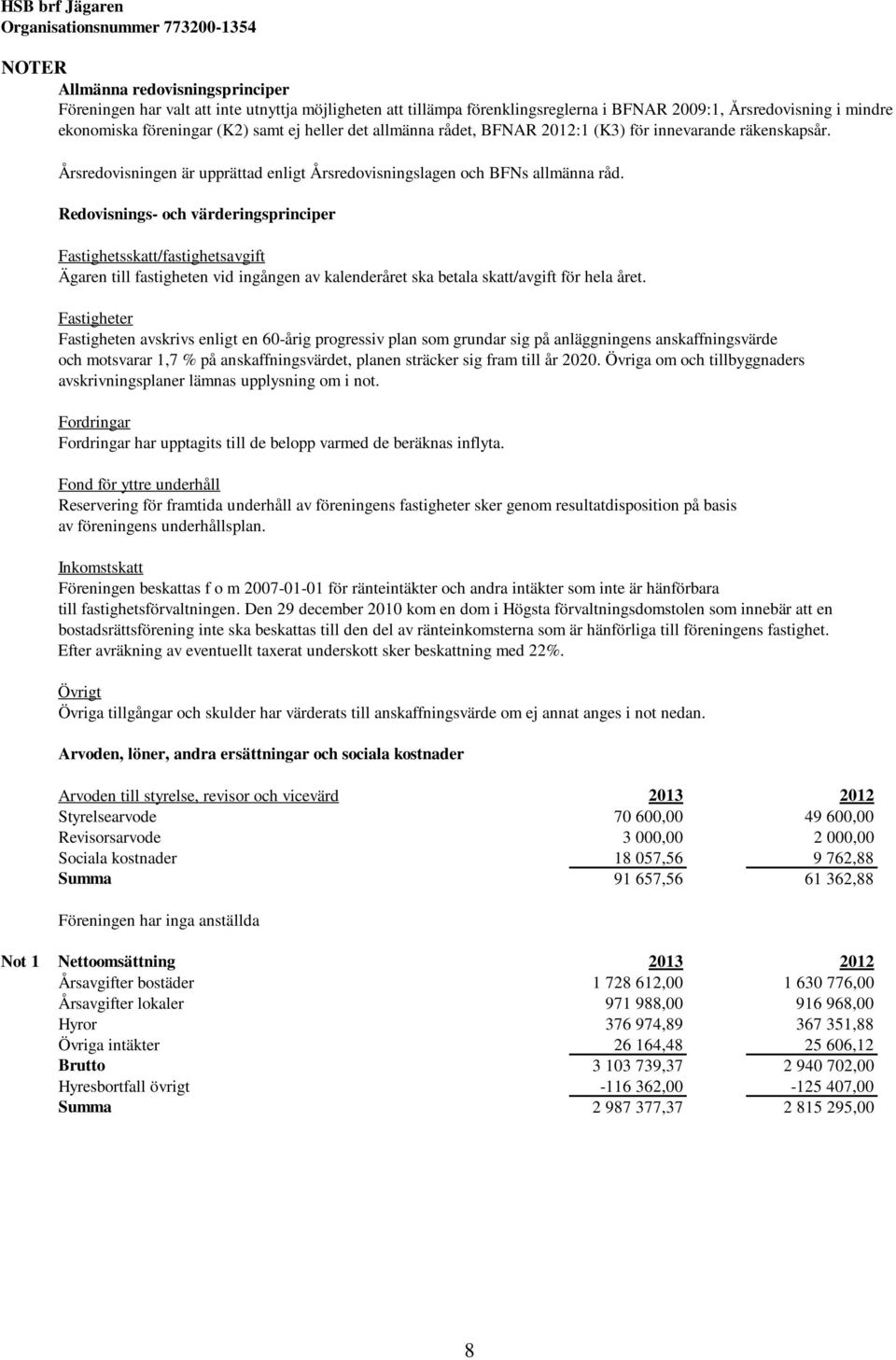 Redovisnings- och värderingsprinciper Fastighetsskatt/fastighetsavgift Ägaren till fastigheten vid ingången av kalenderåret ska betala skatt/avgift för hela året.