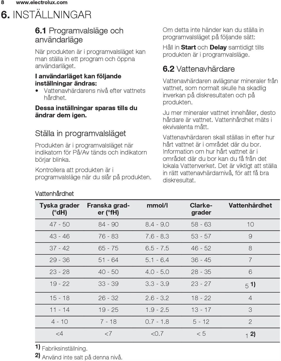 Ställa in programvalsläget Produkten är i programvalsläget när indikatorn för På/Av tänds och indikatorn börjar blinka. Kontrollera att produkten är i programvalsläge när du slår på produkten.