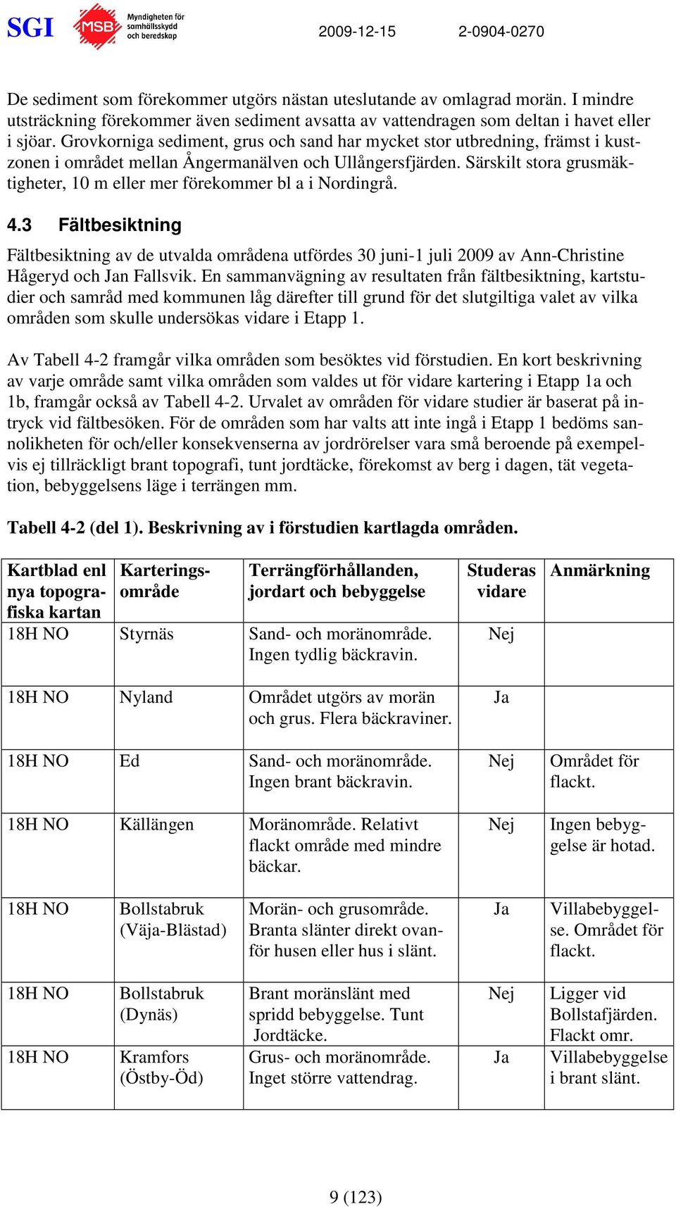 Särskilt stora grusmäktigheter, 10 m eller mer förekommer bl a i Nordingrå. 4.