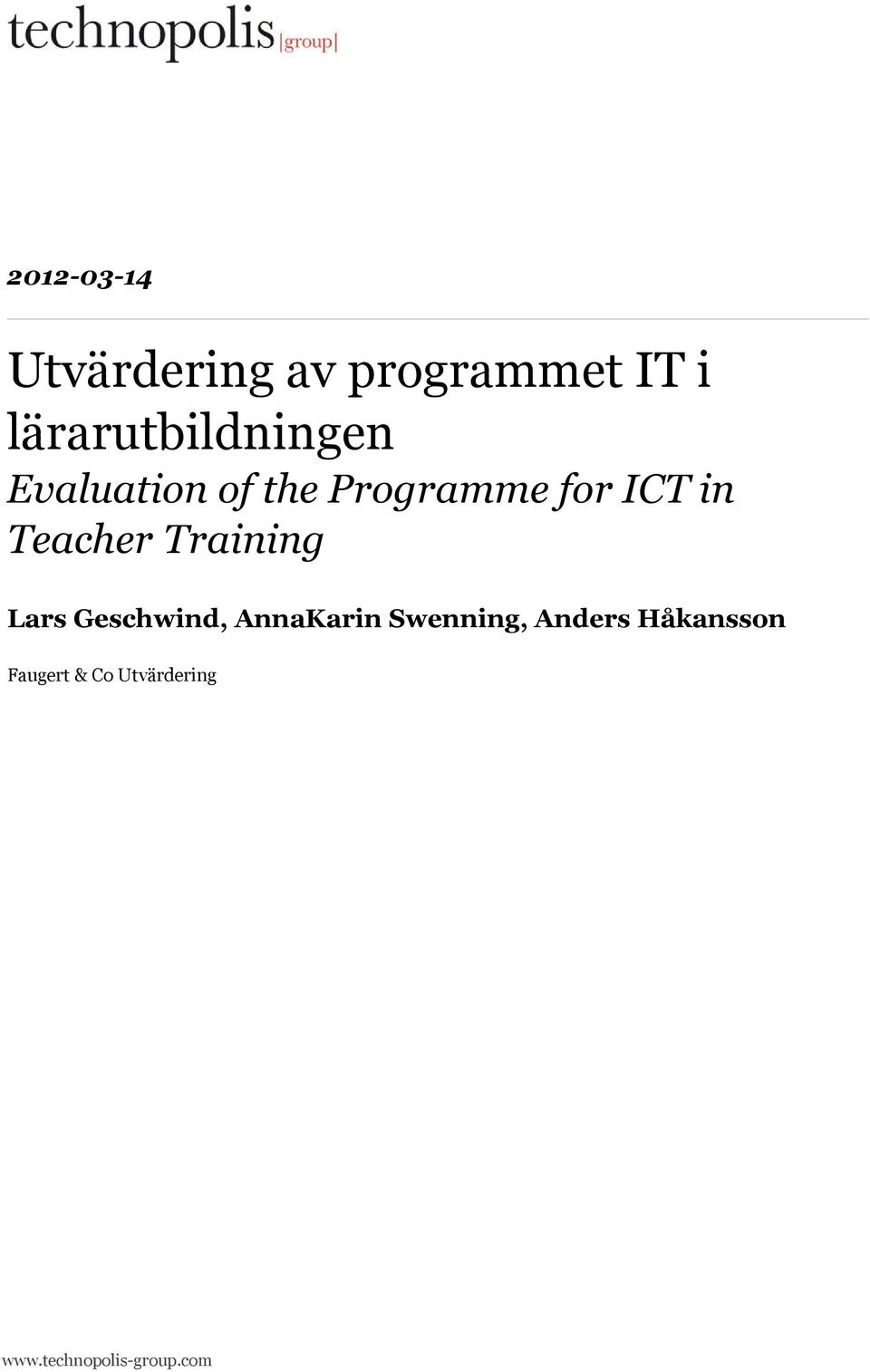 in Teacher Training Lars Geschwind, AnnaKarin