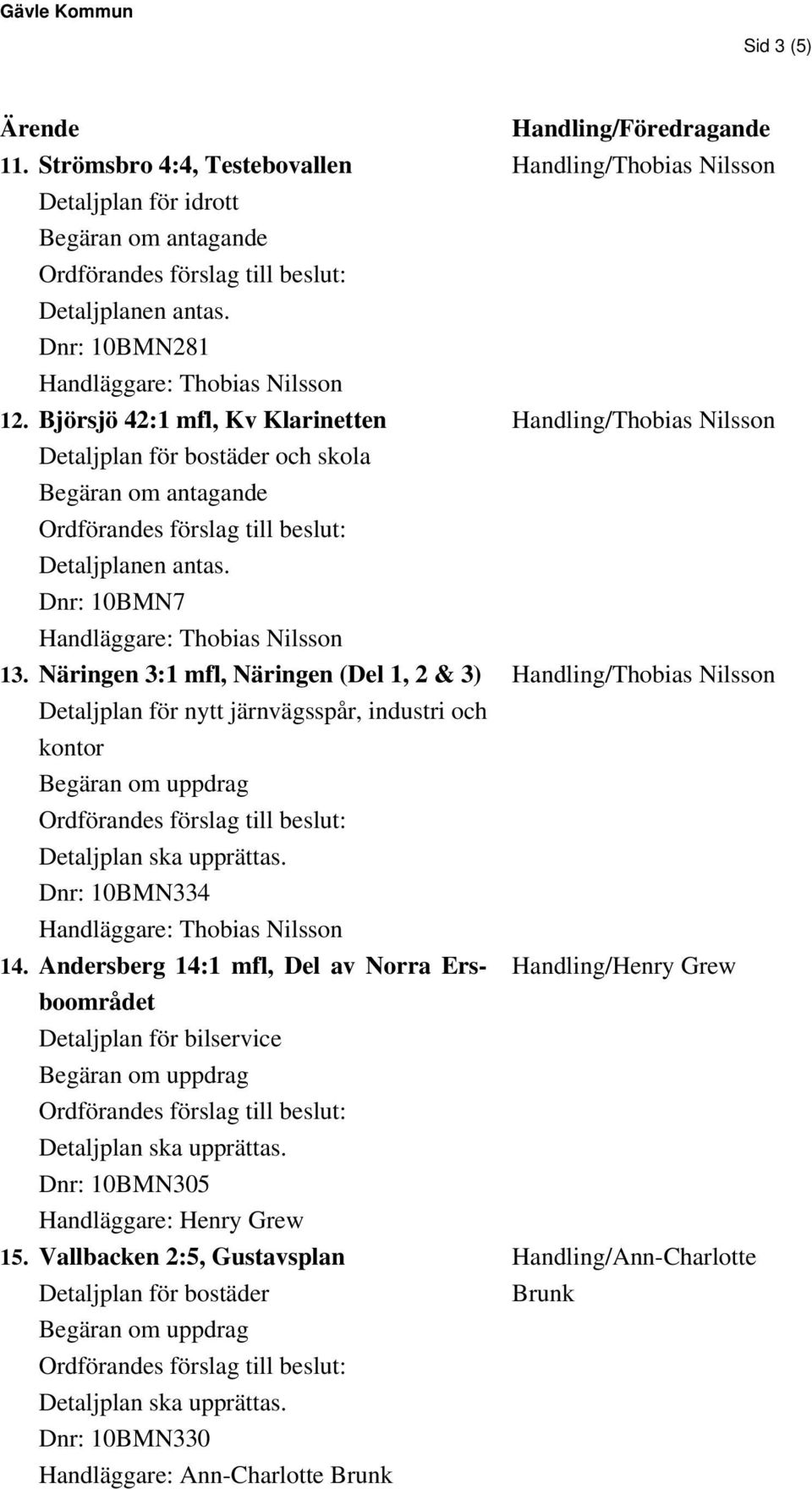 Näringen 3:1 mfl, Näringen (Del 1, 2 & 3) Detaljplan för nytt järnvägsspår, industri och kontor Dnr: 10BMN334 14.