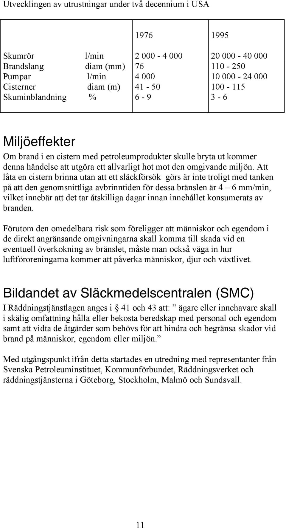 Att låta en cistern brinna utan att ett släckförsök görs är inte troligt med tanken på att den genomsnittliga avbrinntiden för dessa bränslen är 4 6 mm/min, vilket innebär att det tar åtskilliga