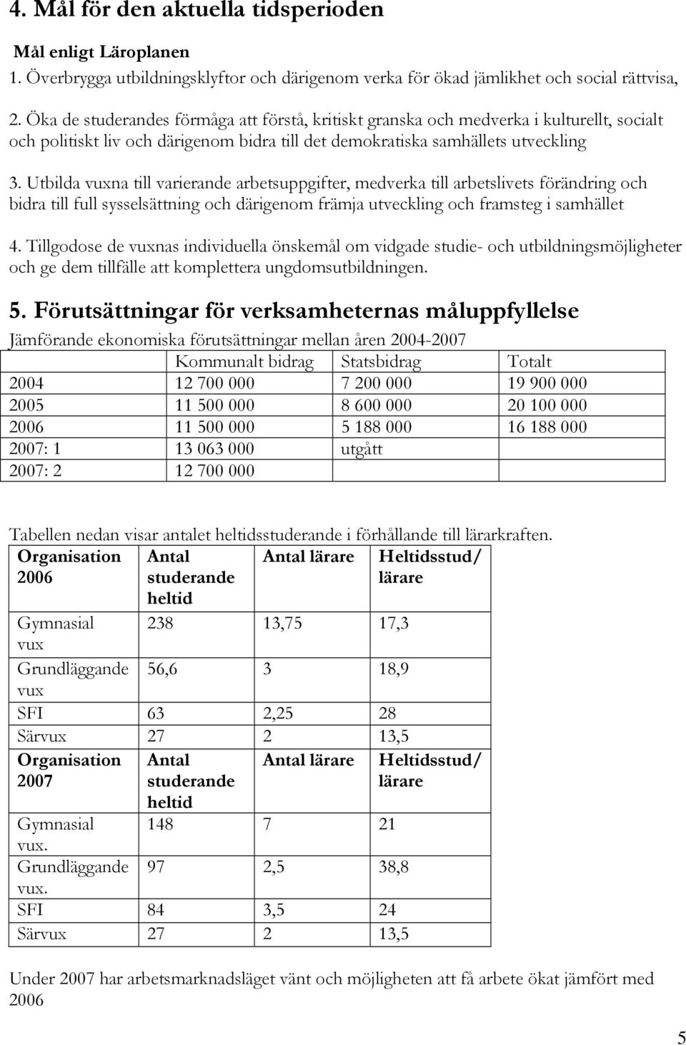 Utbilda na till varierande arbetsuppgifter, medverka till arbetslivets förändring och bidra till full sysselsättning och därigenom främja utveckling och framsteg i samhället 4.