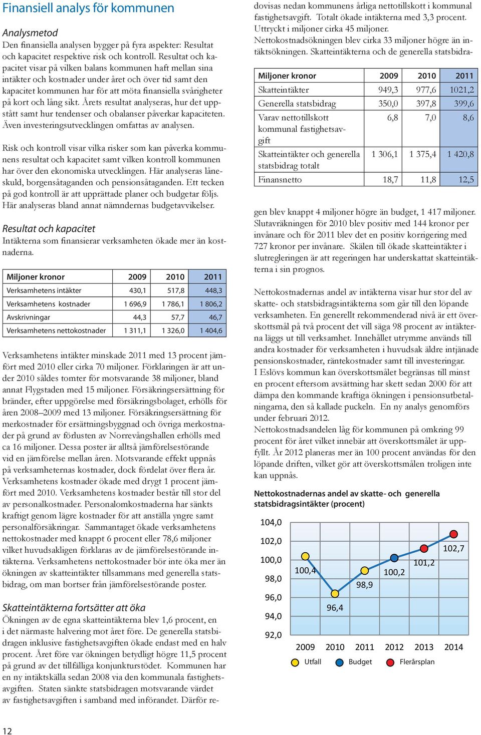 lång sikt. Årets resultat analyseras, hur det uppstått samt hur tendenser och obalanser påverkar kapaciteten. Även investeringsutvecklingen omfattas av analysen.