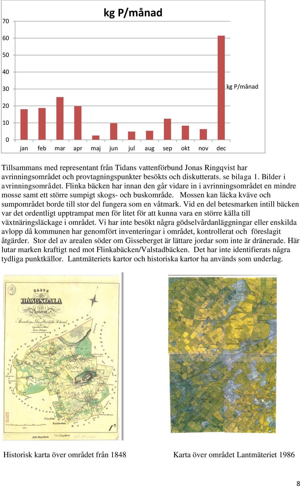 Flinka bäcken har innan den går vidare in i avrinningsområdet en mindre mosse samt ett större sumpigt skogs- och buskområde.