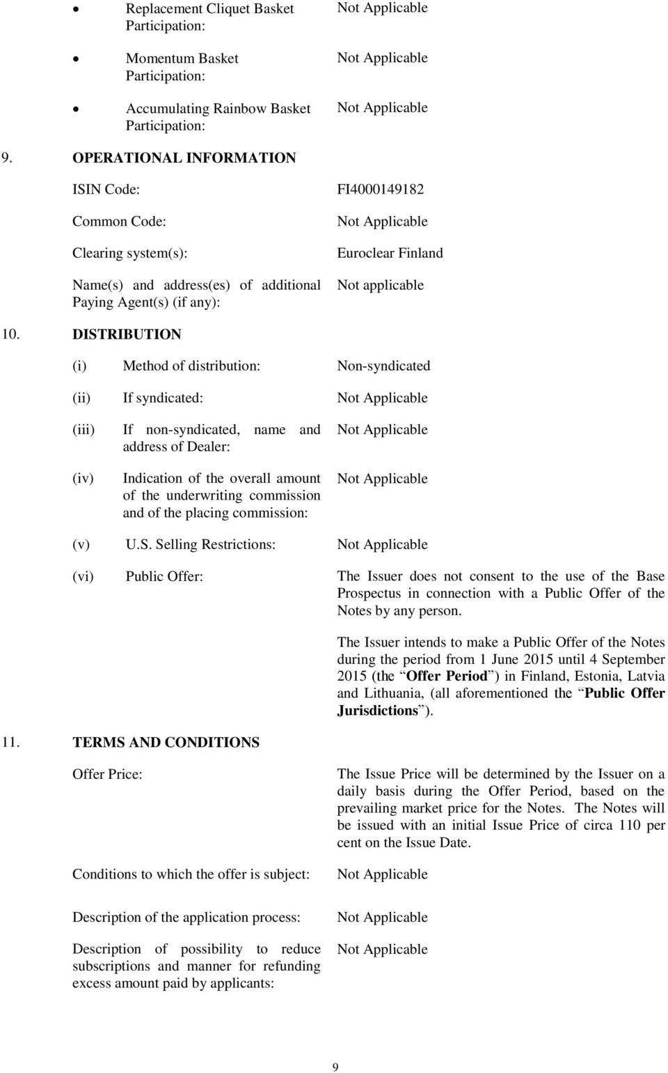 DISTRIBUTION (i) Method of distribution: Non-syndicated (ii) If syndicated: (iii) (iv) If non-syndicated, name and address of Dealer: Indication of the overall amount of the underwriting commission