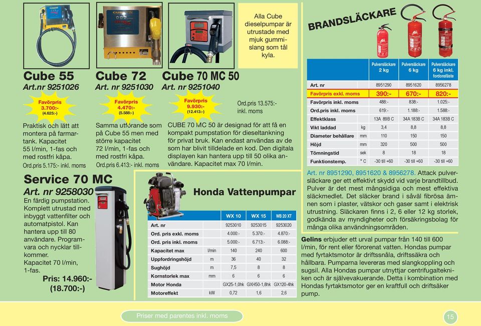 Pris: 14.960:- (18.700:-) Cube 72 Art. nr 9250 4.470:- (5.588:-) Samma utförande som på Cube 55 men med större kapacitet 72 l/min, 1-fas och med rostfri kåpa. Ord.pris 6.41:- inkl.