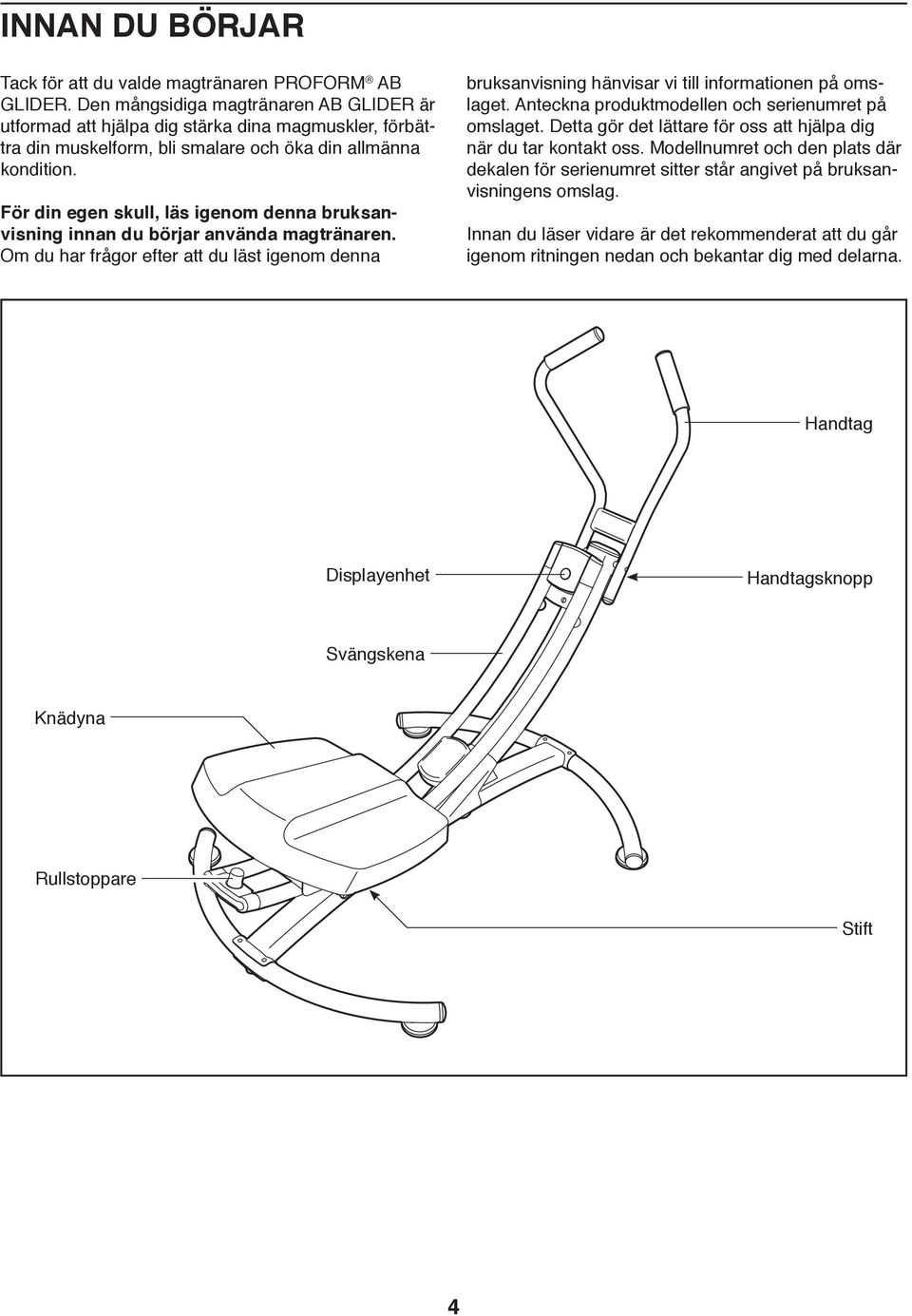 För din egen skull, läs igenom denna bruksanvisning innan du börjar använda magtränaren. Om du har frågor efter att du läst igenom denna bruksanvisning hänvisar vi till informationen på omslaget.