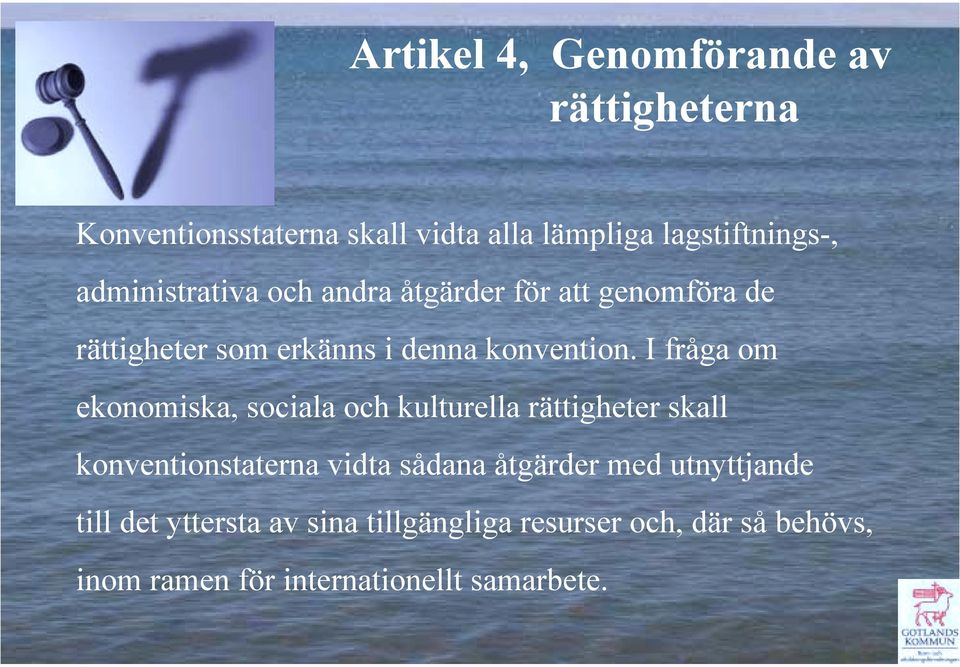 I fråga om ekonomiska, sociala och kulturella rättigheter skall konventionstaterna vidta sådana åtgärder