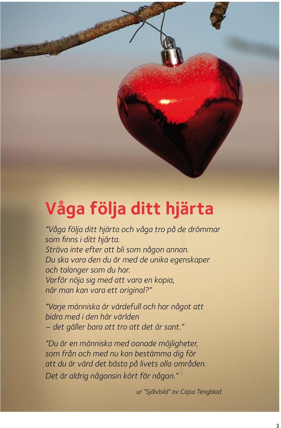 Varje människa är värdefull och har något att bidra med i den här världen det gäller bara att tro att det är sant.