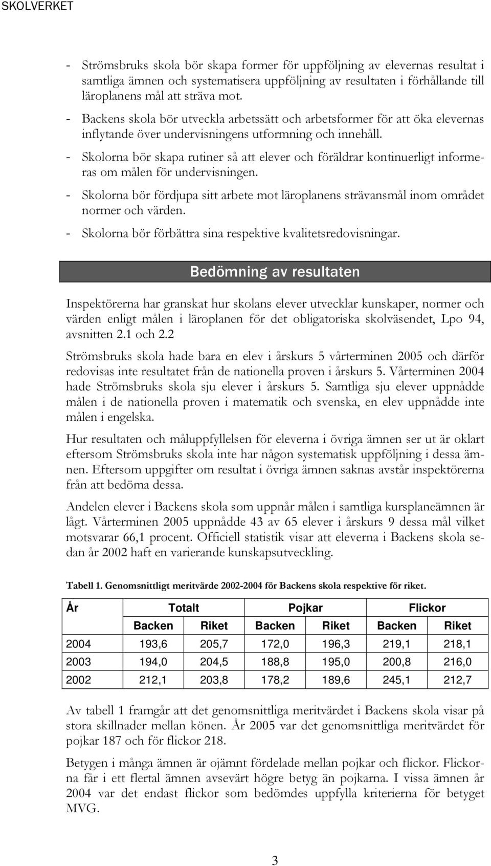 - Skolorna bör skapa rutiner så att elever och föräldrar kontinuerligt informeras om målen för undervisningen.