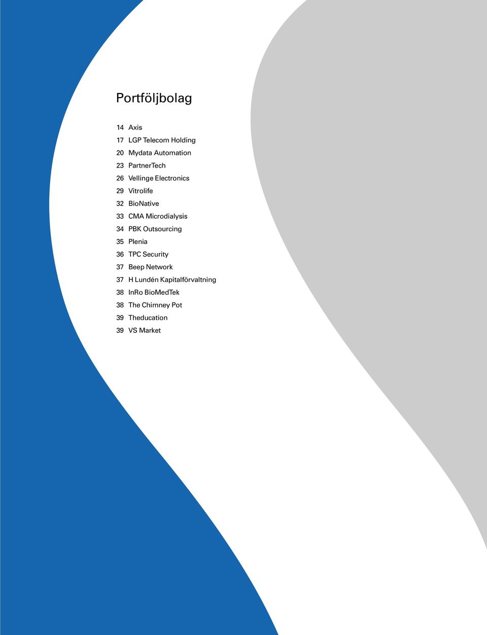 Microdialysis 34 PBK Outsourcing 35 Plenia 36 TPC Security 37 Beep Network