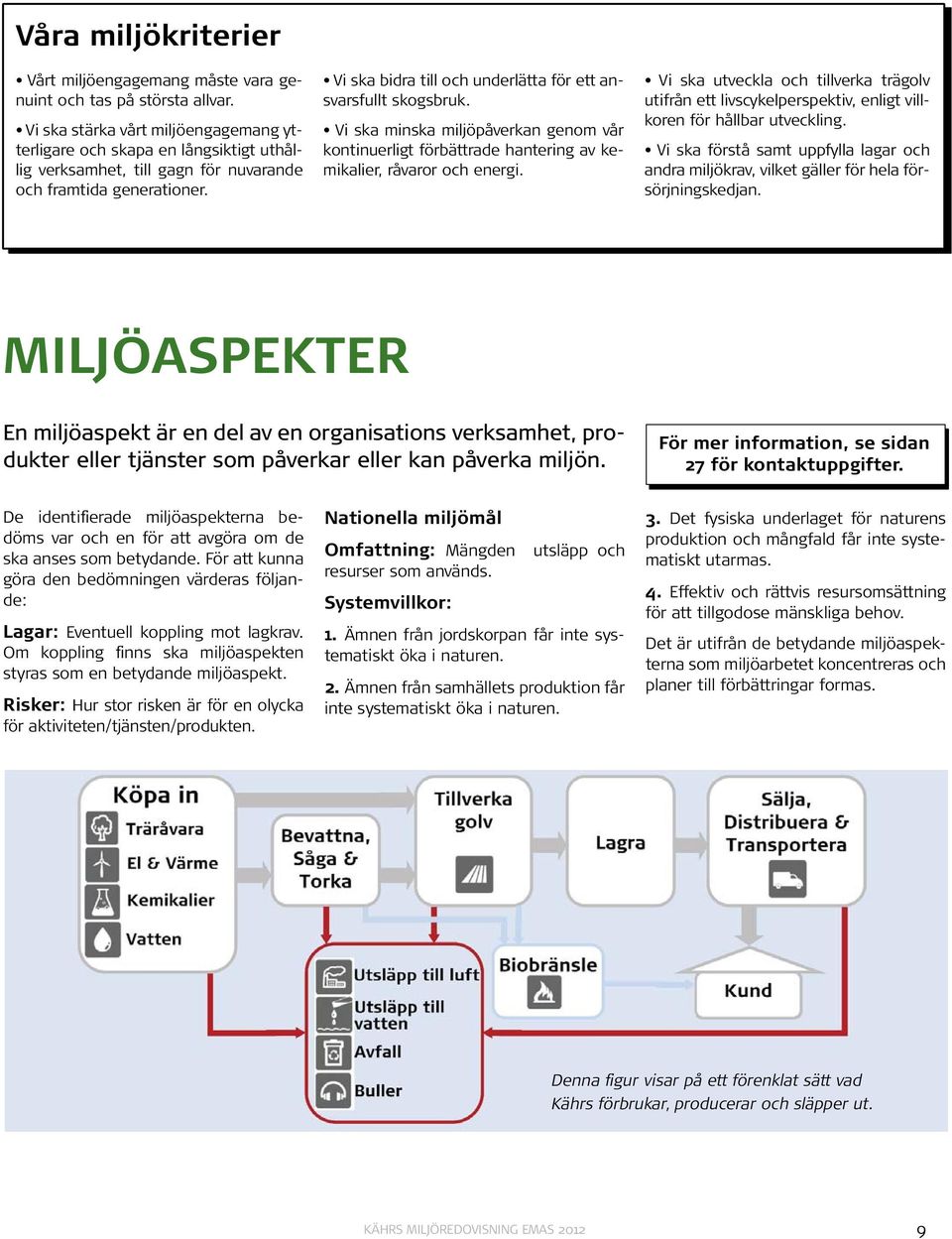 Vi ska bidra till och underlätta för ett ansvarsfullt skogsbruk. Vi ska minska miljöpåverkan genom vår kontinuerligt förbättrade hantering av kemikalier, råvaror och energi.