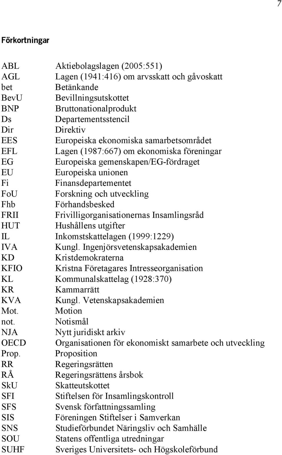 utveckling Fhb Förhandsbesked FRII Frivilligorganisationernas Insamlingsråd HUT Hushållens utgifter IL Inkomstskattelagen (1999:1229) IVA Kungl.