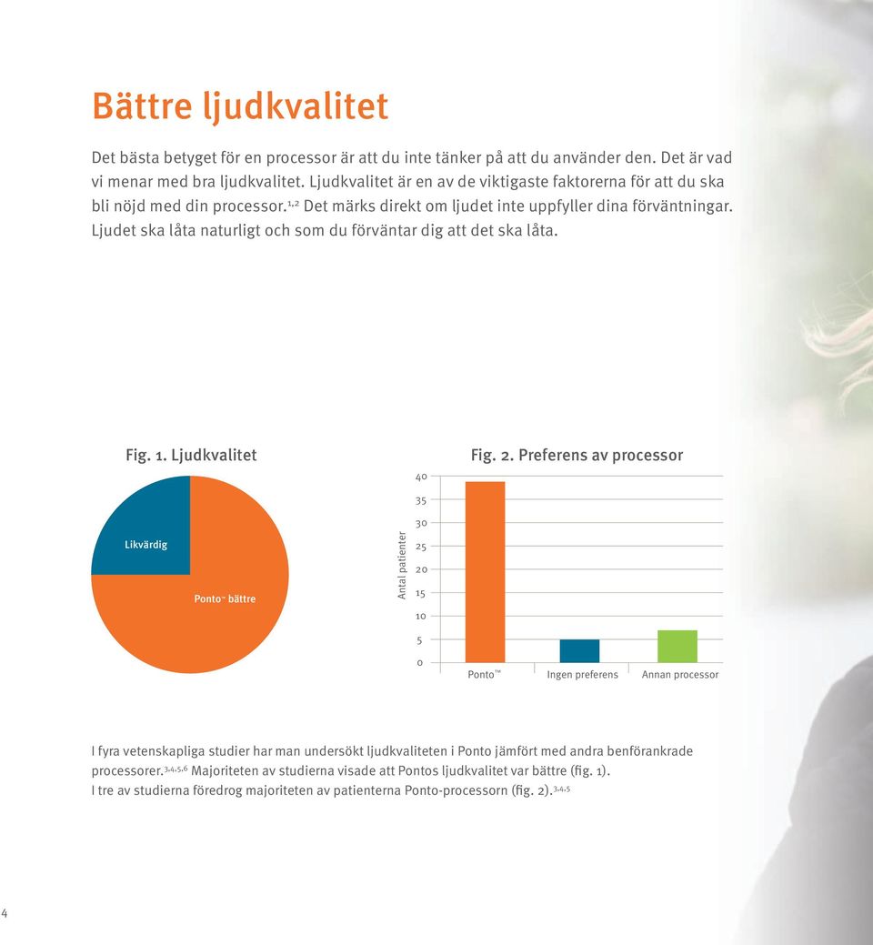 Ljudet ska låta naturligt och som du förväntar dig att det ska låta. Fig. 1. Ljudkvalitet 40 35 30 Fig. 2.