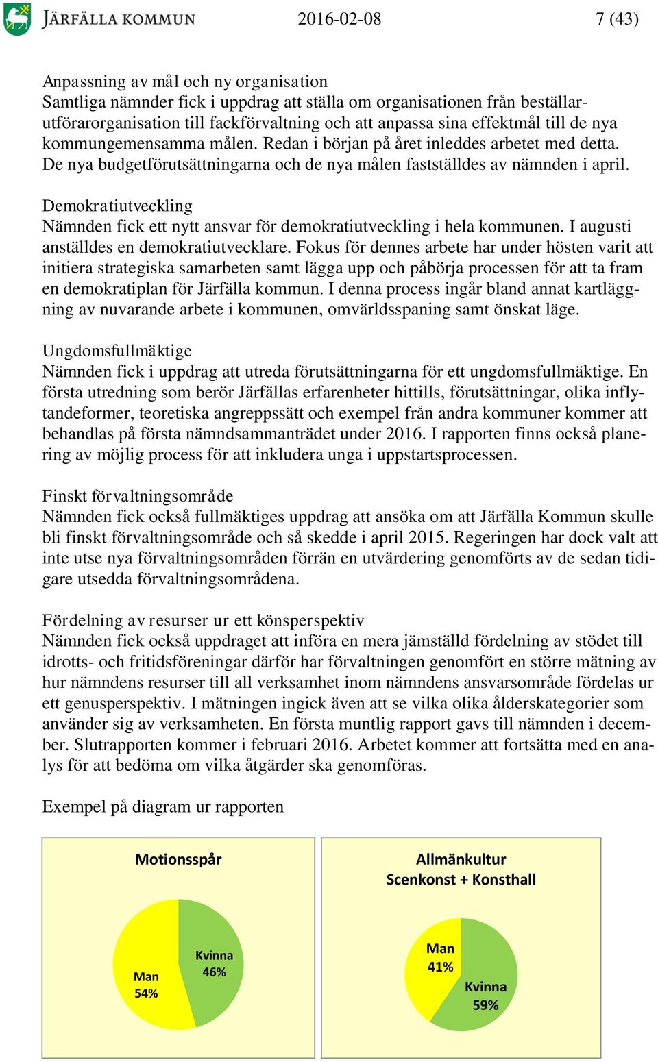 Demokratiutveckling Nämnden fick ett nytt ansvar för demokratiutveckling i hela kommunen. I augusti anställdes en demokratiutvecklare.