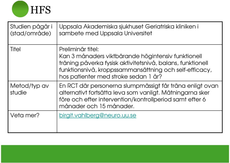 funktionell träning påverka fysisk aktivitetsnivå, balans, funktionell funktionsnivå, kroppssammansättning och self-efficacy, hos patienter