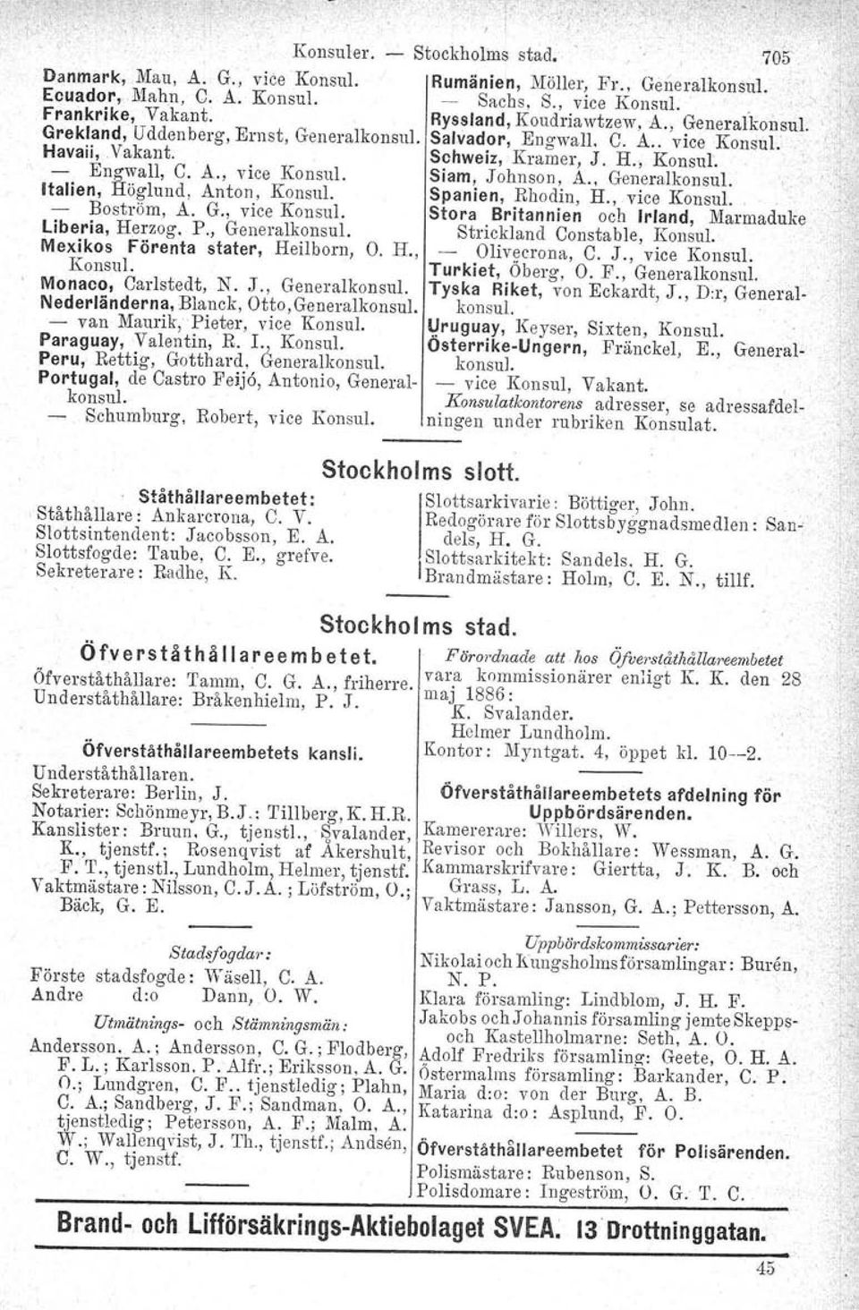 Generalkonsul, - van MaurikvPistsr, vice Konsul. Paraguay, Valentin, R. L Konsul. Peru, Rettig, Gotthard, Generalkonsul. Portugal, de Castro Feij6, Antonio, Generalkonsul.