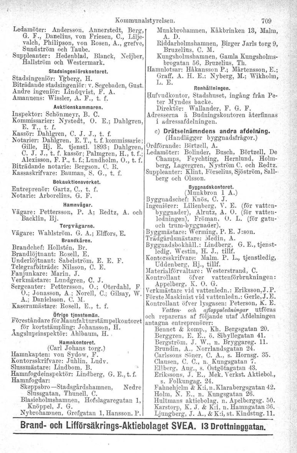 brogatan 56, Bruzelius, Th. Stadsingeniörskontoret. Harnnlotsar: Håkansson P., Mårtensson, E~; Stadsingeniör: Y"gberg, H. Graff', A. H. E.; Nyberg, M.; Wikholm, Biträdande stadsingeniör: v.