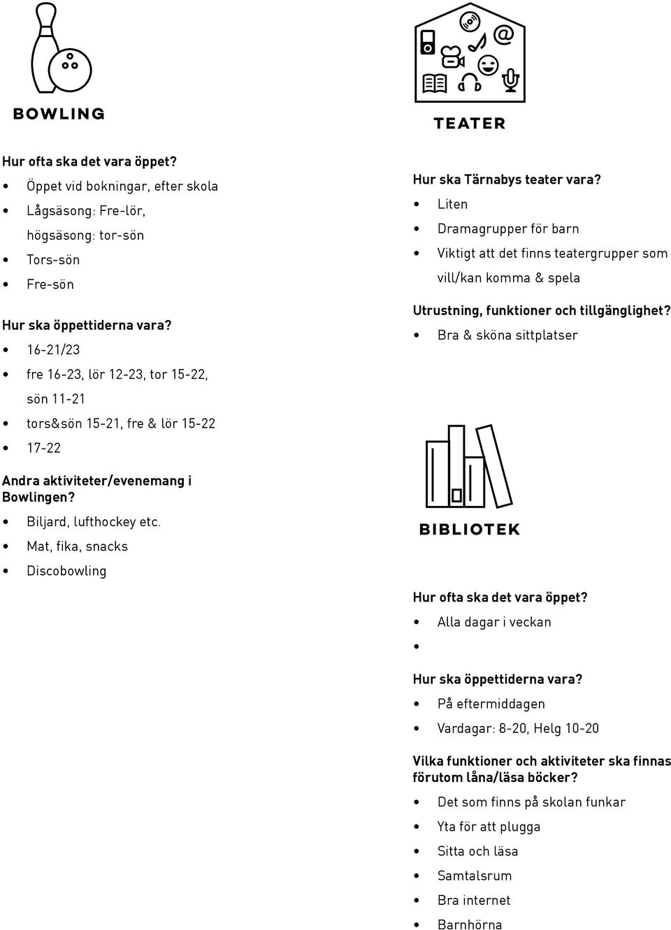 Mat, fika, snacks Discobowling TEATER Hur ska Tärnabys teater vara?
