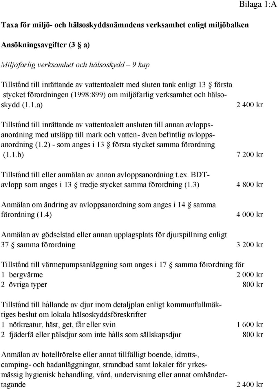 2) - som anges i 13 första stycket samma förordning (1.1.b) Tillstånd till eller anmälan av annan avloppsanordning t.ex. BDTavlopp som anges i 13 tredje stycket samma förordning (1.