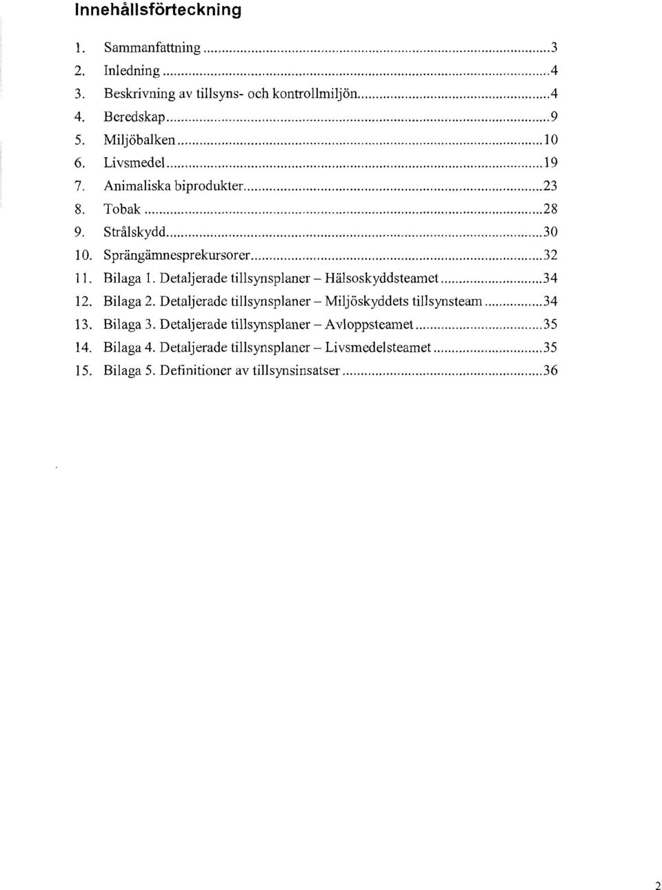 Detaljerade tillsynsplaner - Hälsoskyddsteamet... 34 12. Bilaga 2. Detaljerade tillsynsplaner- Miljöskyddets tillsynsteam... 34 13. Bilaga 3.