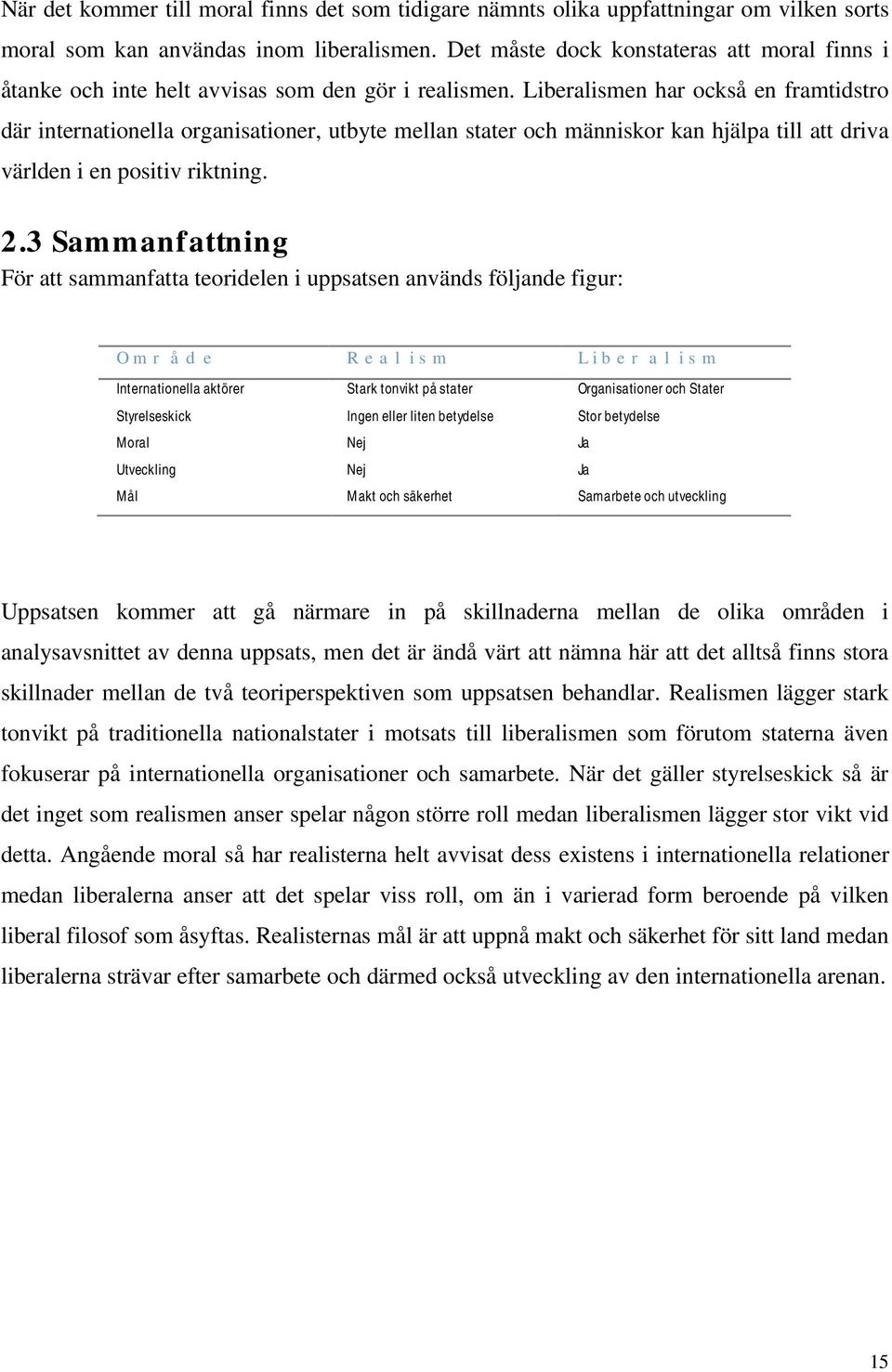 Liberalismen har också en framtidstro där internationella organisationer, utbyte mellan stater och människor kan hjälpa till att driva världen i en positiv riktning. 2.