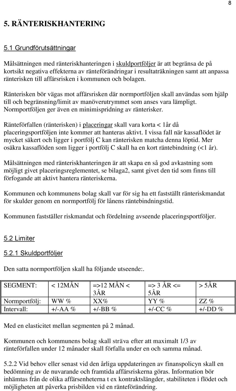 ränterisken till affärsrisken i kommunen och bolagen.