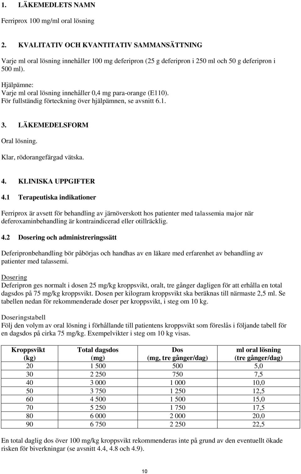 Hjälpämne: Varje ml oral lösning innehåller 0,4 mg para-orange (E110). För fullständig förteckning över hjälpämnen, se avsnitt 6.1. 3. LÄKEMEDELSFORM Oral lösning. Klar, rödorangefärgad vätska. 4.