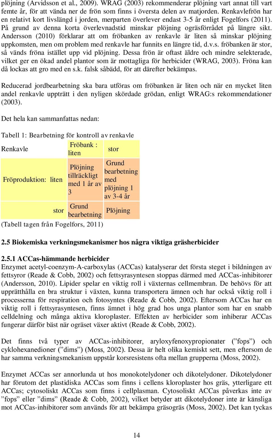 Andersson (2010) förklarar att om fröbanken av renkavle är liten så minskar plöjning uppkomsten, men om problem med renkavle har funnits en längre tid, d.v.s. fröbanken är stor, så vänds fröna istället upp vid plöjning.