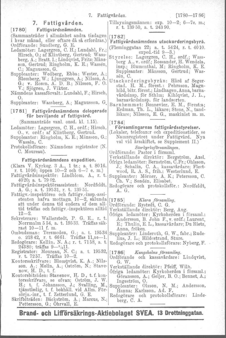 ; Wassberg, A.; Bratt.l.; Lindqvist, Fritz; Måns- berg A., v. ordf.; Rossander. H. Wendela, son, Gertrud; Ringholm, K. E.; Wassån, insp.; Blumenthal, M; Ringholm, K. E. C.; Magnusson. G. Suppleanter: Månsson, Gertrud; Was- Suppleanter: Wedberg, Ebba; Wester, A.