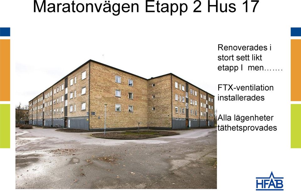 FTX-ventilation installerades Alla lägenheter