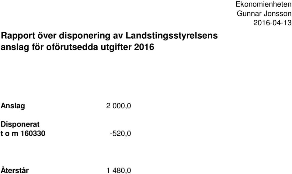 utgifter 2016 Ekonomienheten Gunnar Jonsson