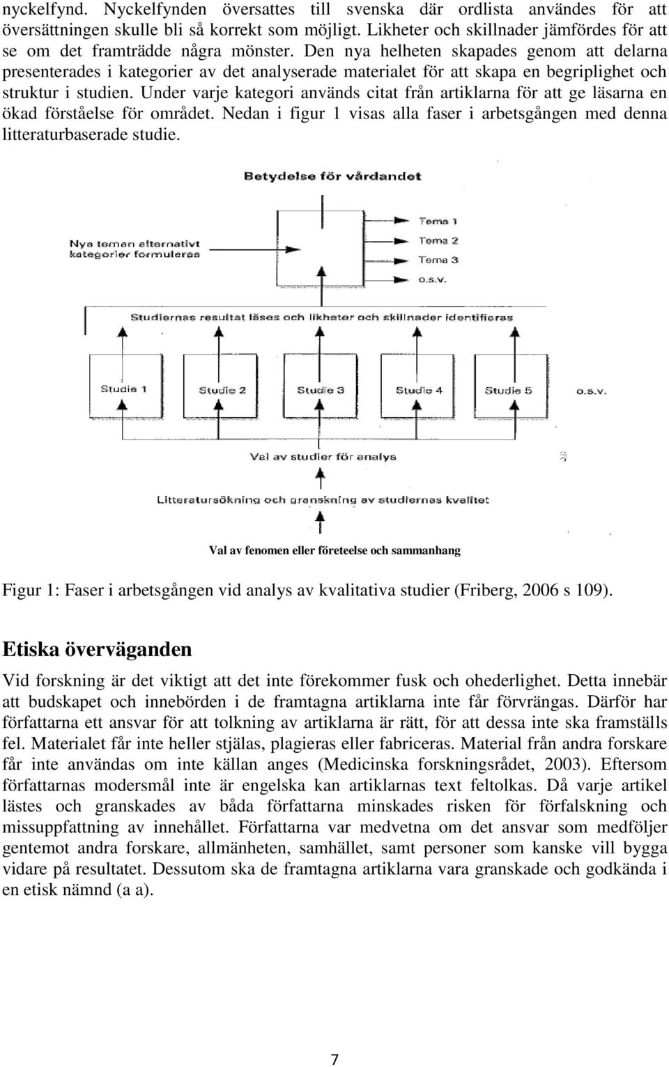 Den nya helheten skapades genom att delarna presenterades i kategorier av det analyserade materialet för att skapa en begriplighet och struktur i studien.