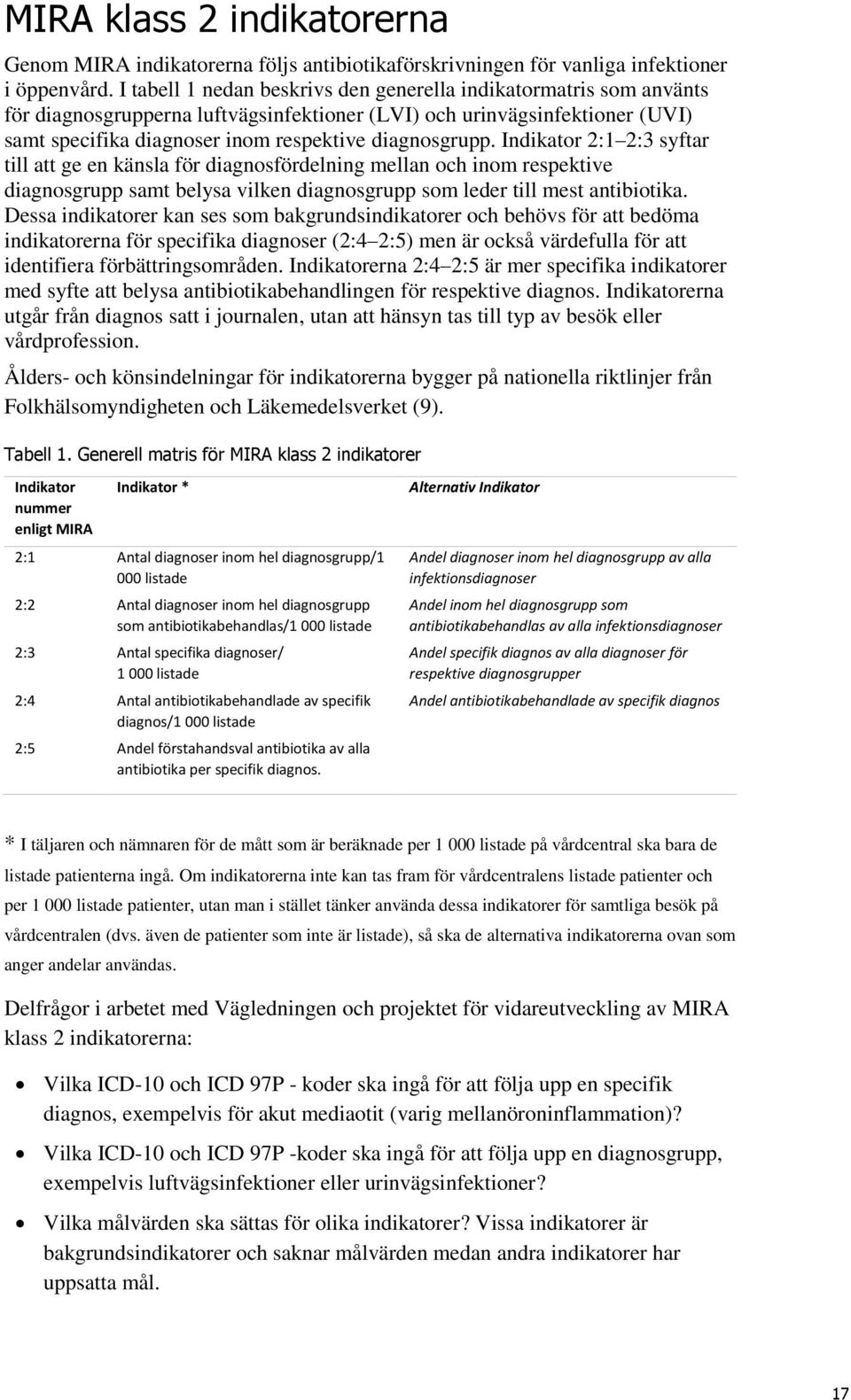 Indikator 2:1 2:3 syftar till att ge en känsla för diagnosfördelning mellan och inom respektive diagnosgrupp samt belysa vilken diagnosgrupp som leder till mest antibiotika.