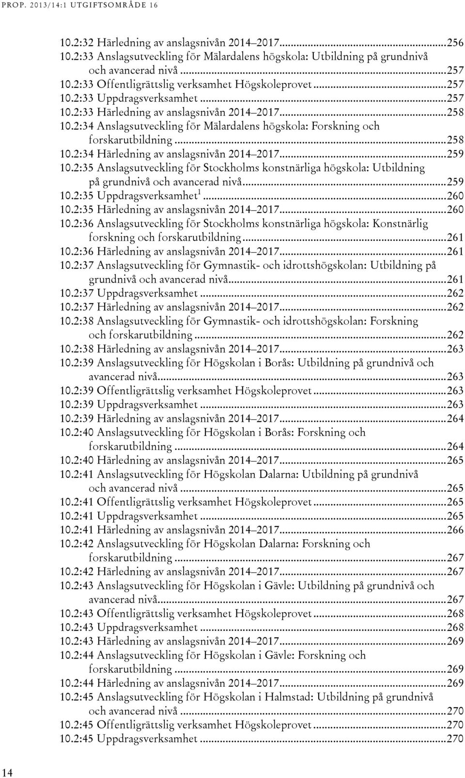 :5 Anslagsutveckling för Stockholms konstnärliga högskola: Utbildning på grundnivå och avancerad nivå... 59 10.:5 Uppdragsverksamhet 1... 60 10.