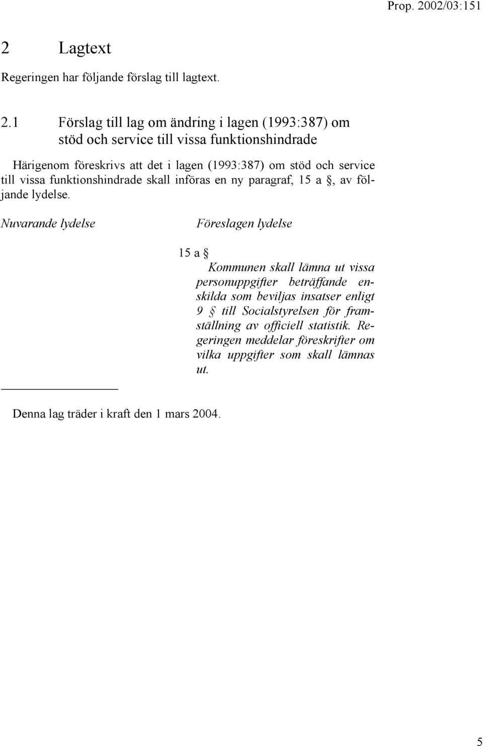 service till vissa funktionshindrade skall införas en ny paragraf, 15 a, av följande lydelse.