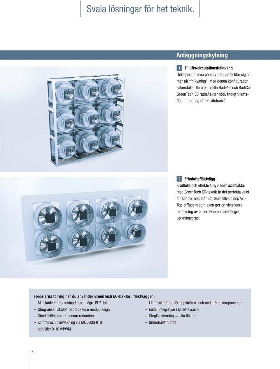 2 Frånluftsfläktvägg Kraftfulla och effektiva HyBlade axialfläktar med GreenTech EC-teknik är det perfekta valet för kontrollerad frånluft.