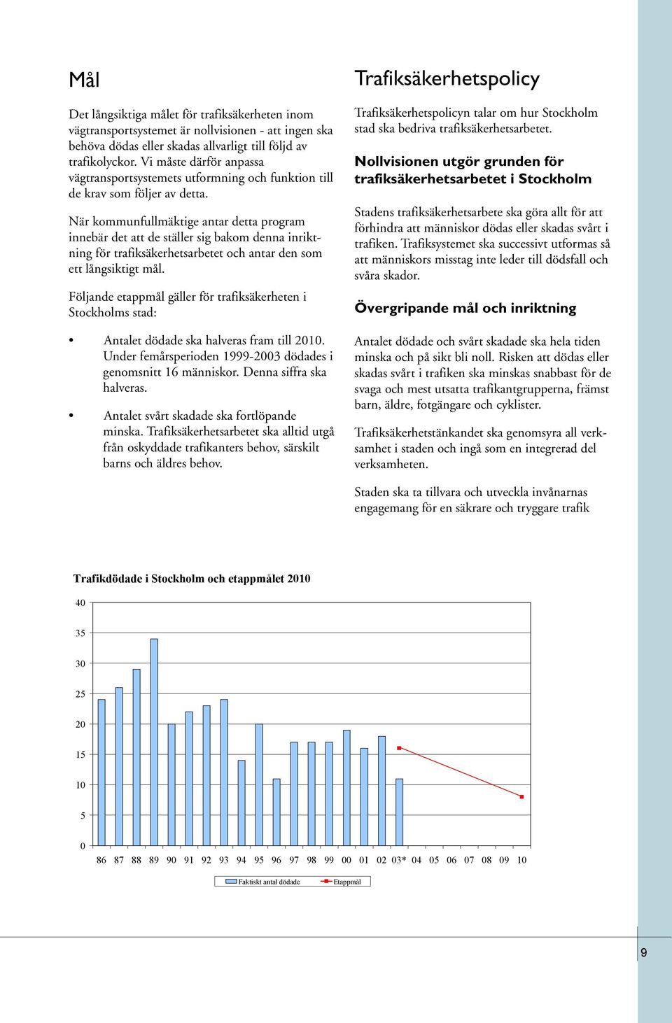 När kommunfullmäktige antar detta program innebär det att de ställer sig bakom denna inriktning för trafiksäkerhetsarbetet och antar den som ett långsiktigt mål.