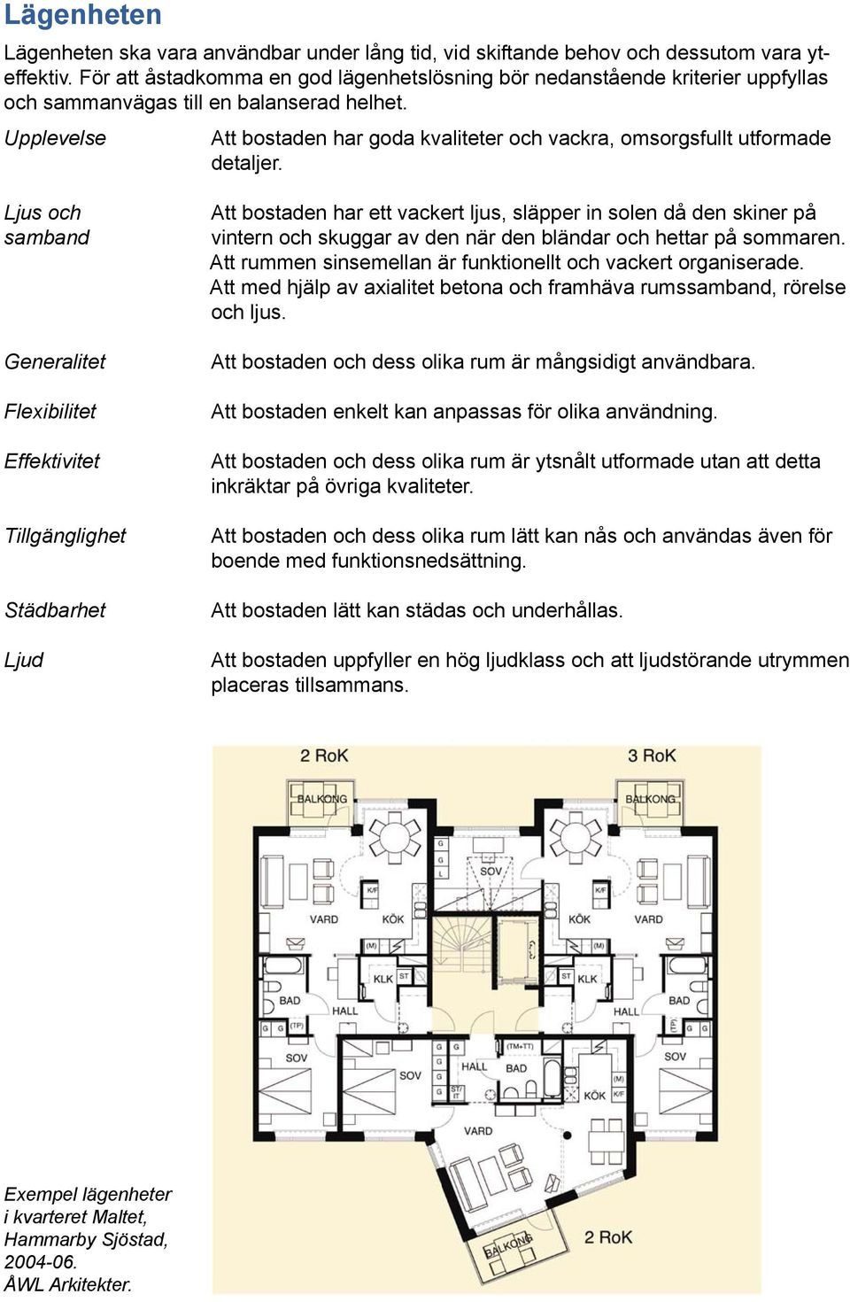 Upplevelse Att bostaden har goda kvaliteter och vackra, omsorgsfullt utformade detaljer.