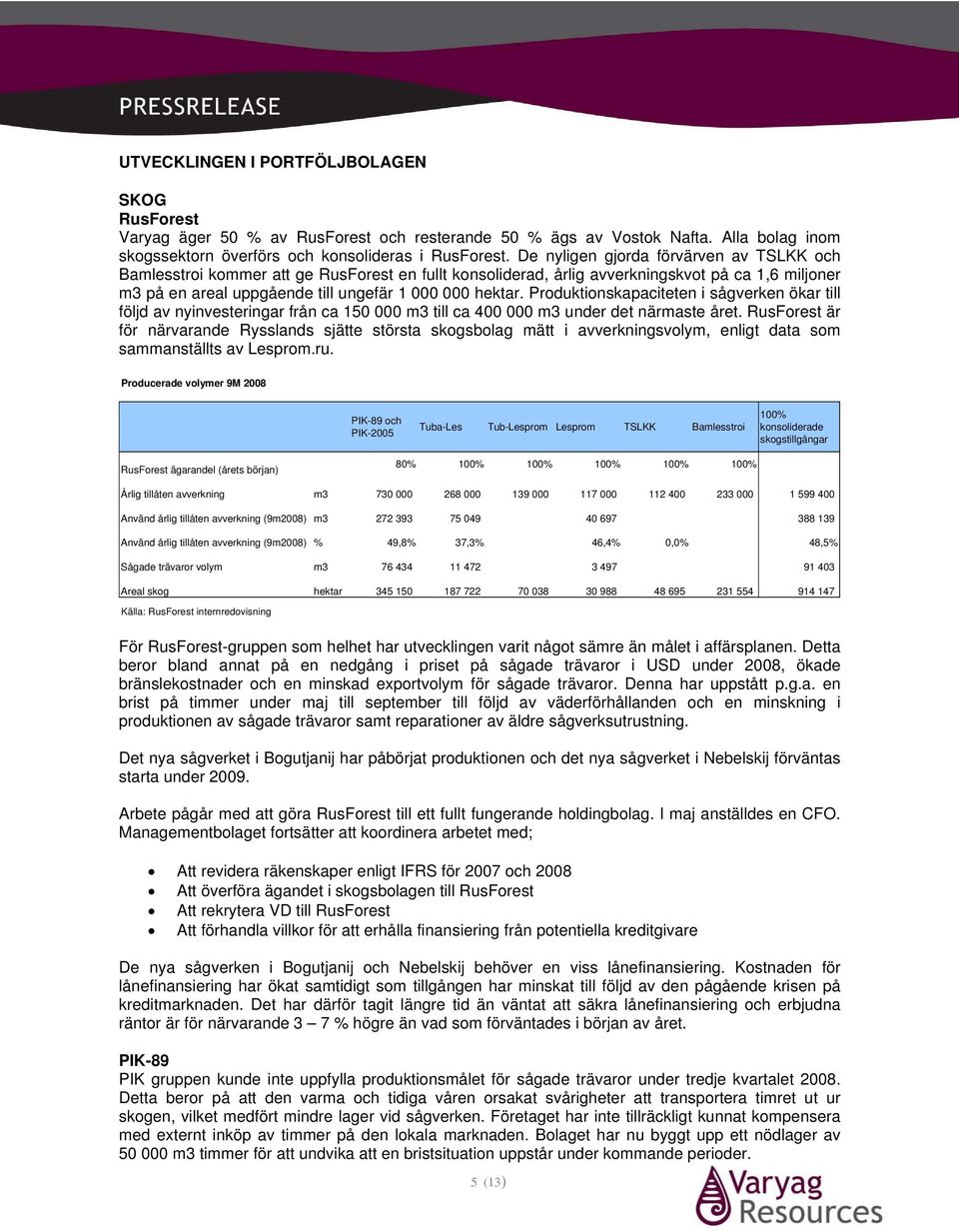 Produktionskapaciteten i sågverken ökar till följd av nyinvesteringar från ca 150 000 m3 till ca 400 000 m3 under det närmaste året.