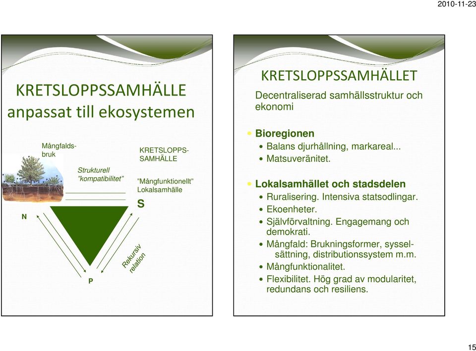 N Strukturell kompatibilitet P Mångfunktionellt Lokalsamhälle S Lokalsamhället och stadsdelen Ruralisering. Intensiva statsodlingar.