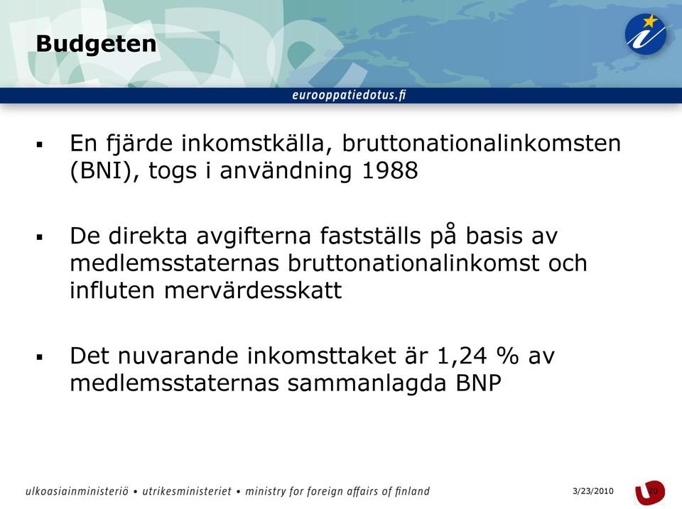 medlemsstaternas bruttonationalinkomst och influten mervärdesskatt