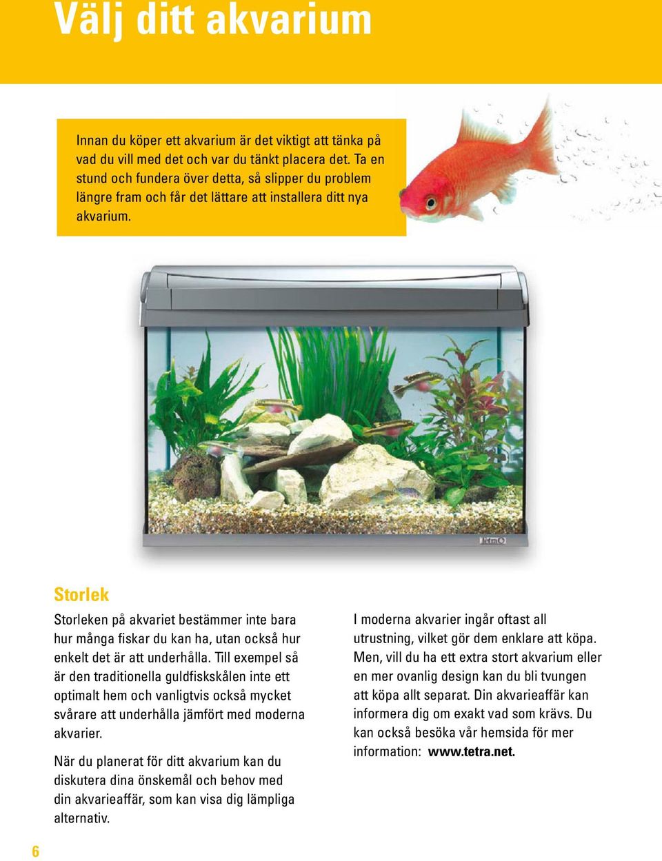 Storlek Storleken på akvariet bestämmer inte bara hur många fiskar du kan ha, utan också hur enkelt det är att underhålla.