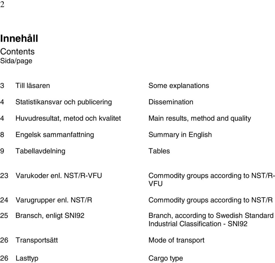 NST/R-VFU Commodity groups according to NST/R- VFU 24 Varugrupper enl.