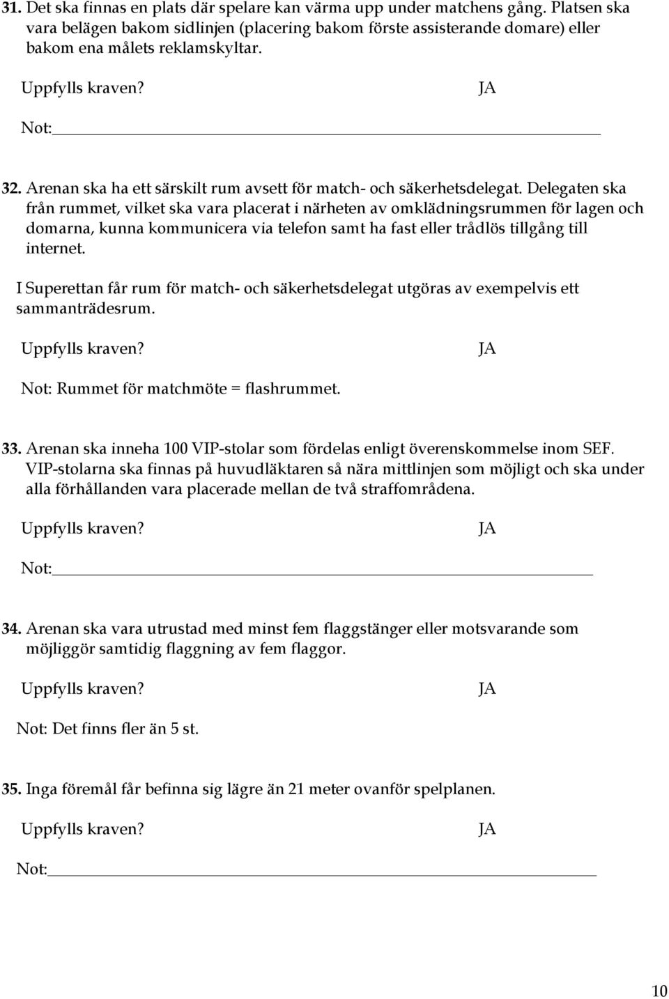 Delegaten ska från rummet, vilket ska vara placerat i närheten av omklädningsrummen för lagen och domarna, kunna kommunicera via telefon samt ha fast eller trådlös tillgång till internet.