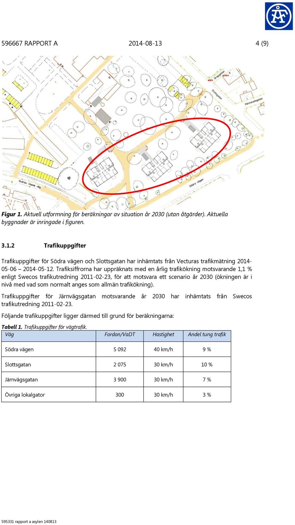 anges som allmän trafikökning). Trafikuppgifter för Järnvägsgatan motsvarande år 2030 har inhämtats från Swecos trafikutredning 2011-02-23.